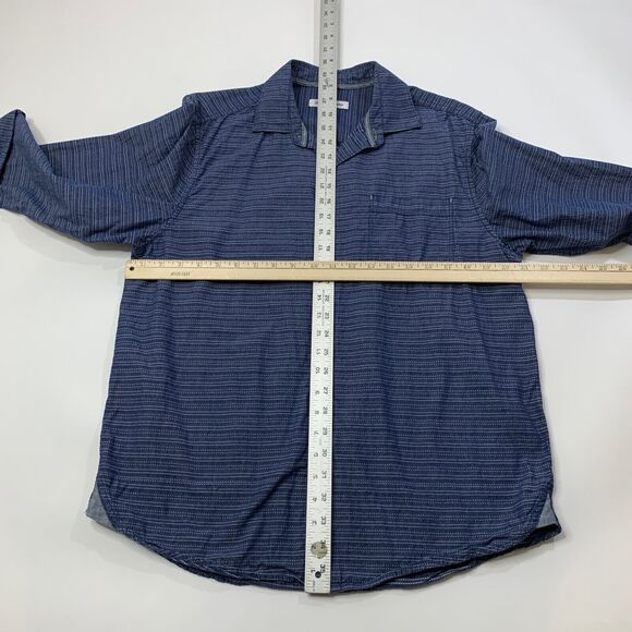 Tommy Bahama Shirt Mens M Medium Storm Blue White Isle Striped Button Up Cotton - Picture 5 of 10